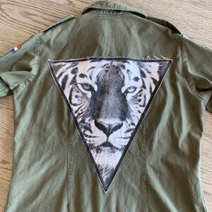 Vintage Redeux Lion Army Jacket. Unisex jacket. Forest Green.